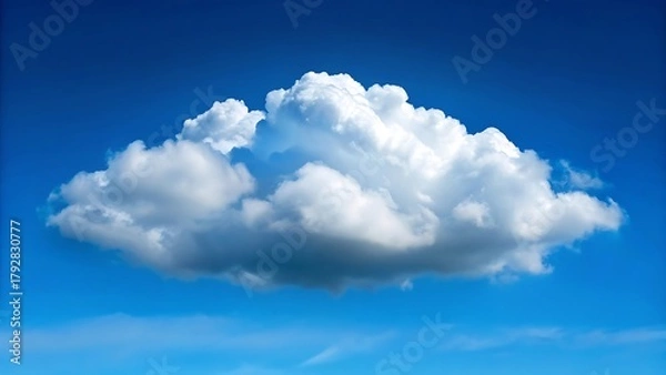 Obraz Fluffy white cumulus cloud floating in a clear blue sky