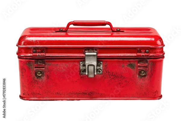 Obraz A weathered, red metal toolbox
