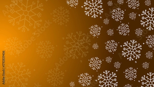 Obraz Doodle christmas snow outline seamless pattern adorning a bright orange repeating background