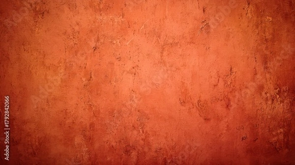 Obraz Textured reddish-orange wall with a distressed, grunge effect and dark vignette. Ideal for backgrounds, overlays, or abstract designs, blurred red background