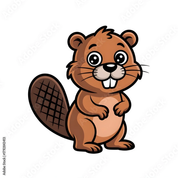 Obraz A cartoon beaver illustration vector style
