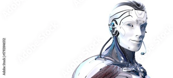 Fototapeta Robot head high quality very detailed 3d render