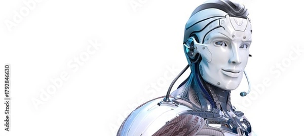 Obraz Robot head high quality very detailed 3d render