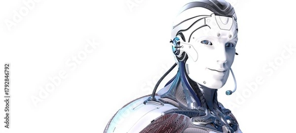 Obraz Robot head high quality very detailed 3d render