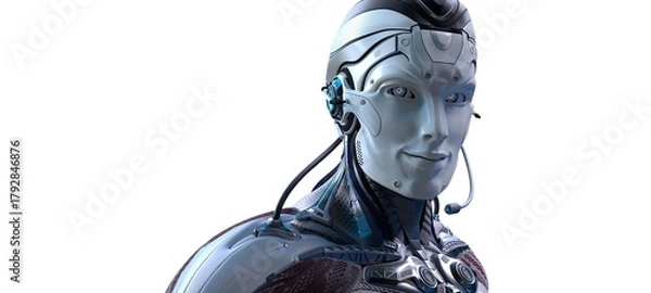 Obraz Robot head high quality very detailed 3d render