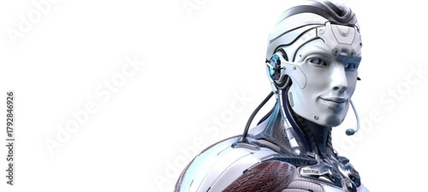 Obraz Robot head high quality very detailed 3d render