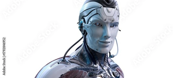 Fototapeta Robot head high quality very detailed 3d render