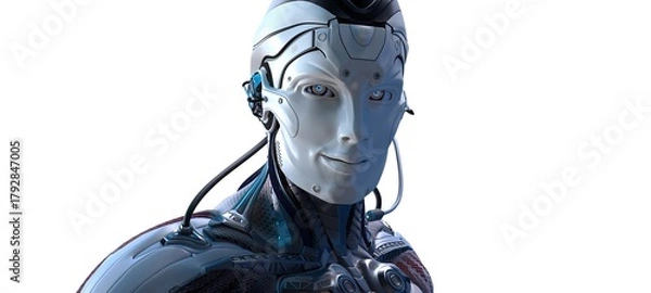 Fototapeta Robot head high quality very detailed 3d render