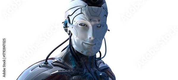 Fototapeta Robot head high quality very detailed 3d render