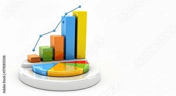 Fototapeta business graph chart with arrow on white background