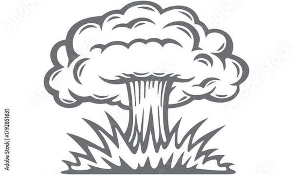 Fototapeta Explosion Vector Illustration – Atomic Bomb Cloud Silhouette Graphic Design