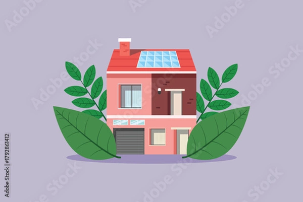 Obraz sustainability home concept. colored flat vector illustration isolated