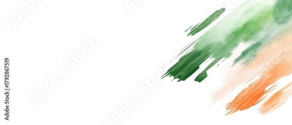 Obraz A vibrant watercolor splash featuring hues of green and orange, evoking a festive or patriotic theme.