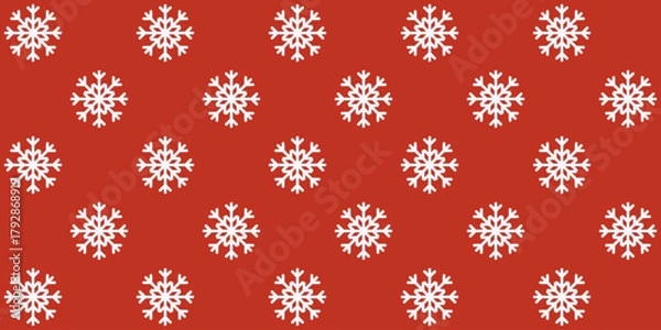 Obraz Christmas, new year seamless pattern, snowflakes line illustration