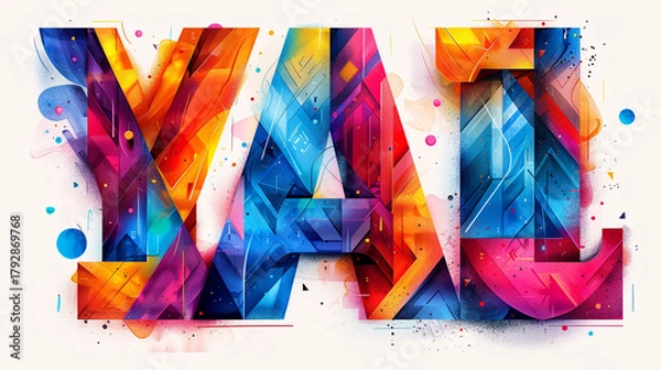 Obraz Vibrant, colorful, abstract, 3D word art, stylized letters.
