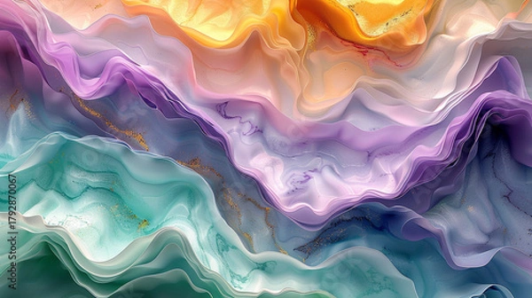 Obraz Abstract, vibrant, wavy, colorful, textured, flowing, layered, fluid, dynamic, marble, pattern, design, background.