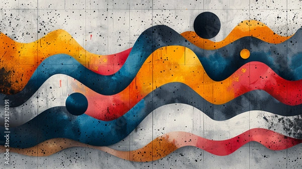 Obraz Abstract wavy design on textured background.