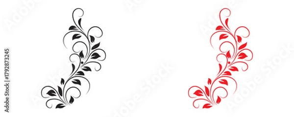 Fototapeta Minimal botanical leaf line art vector. Tattoo flower icon. simple botanical line drawings featuring delicate leaves and branches, ideal for logos, tattoos, invitations, and modern decor.eps10