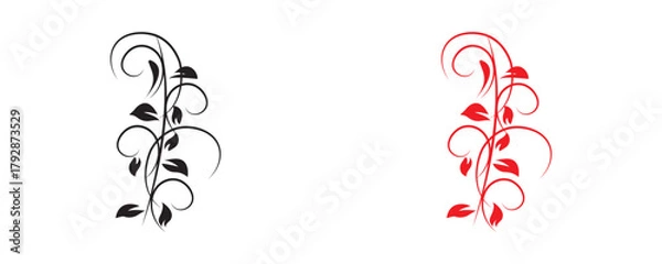 Fototapeta Minimal botanical leaf line art vector. Tattoo flower icon. simple botanical line drawings featuring delicate leaves and branches, ideal for logos, tattoos, invitations, and modern decor.eps10