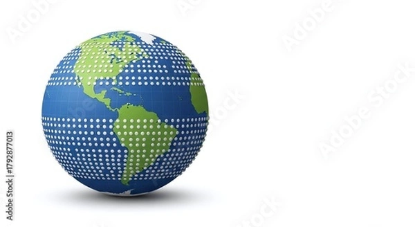 Fototapeta A digital representation of planet Earth with a dotted pattern symbolizing global networks