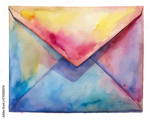 Fototapeta Watercolor Envelope vector illustration isolated on white background