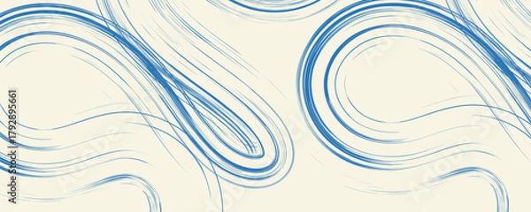 Fototapeta Grunge grainy blue brush stroke with spray texture. Hand drawn distress damaged vintage banner with zigzag bold line. Rough thick brush stroke texture. Spray paint effect vector background.