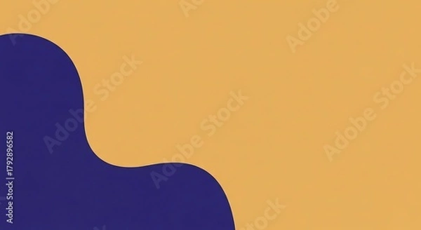 Fototapeta Abstract fluid shapes in contrasting blue and ochre colors creating a modern organic background.