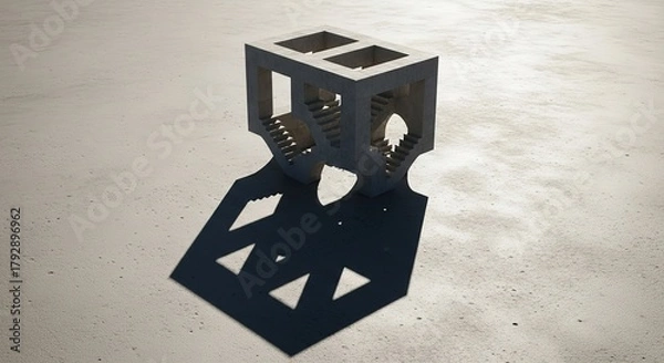 Fototapeta Illusionary architectural structure with intricate shadows on a textured surface