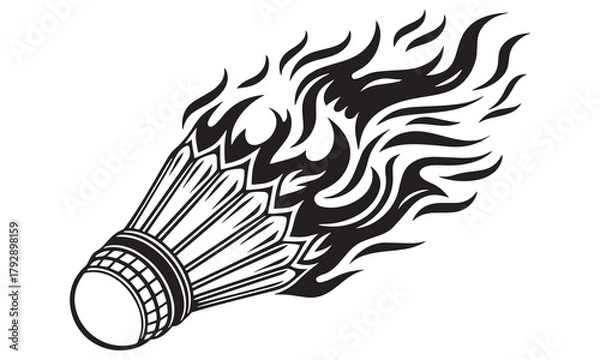 Fototapeta Flaming Shuttlecock Vector – Badminton Fire Design Illustration