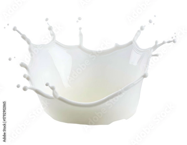 Fototapeta White liquid splashing upwards in a dynamic crown shape