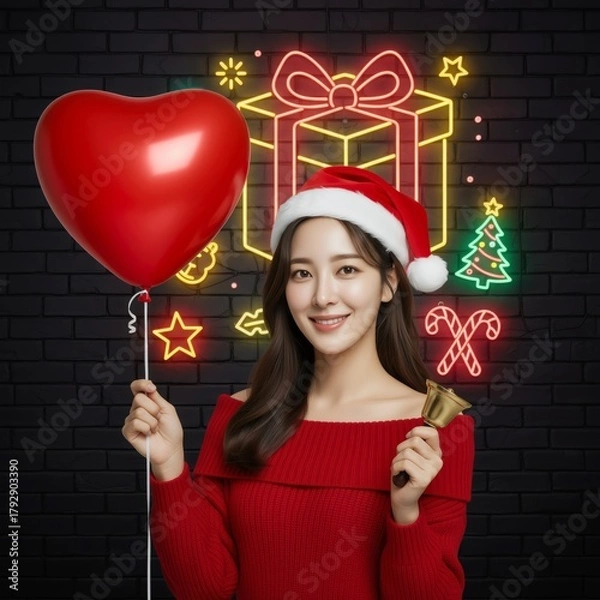 Fototapeta the joy of a Christmas present
