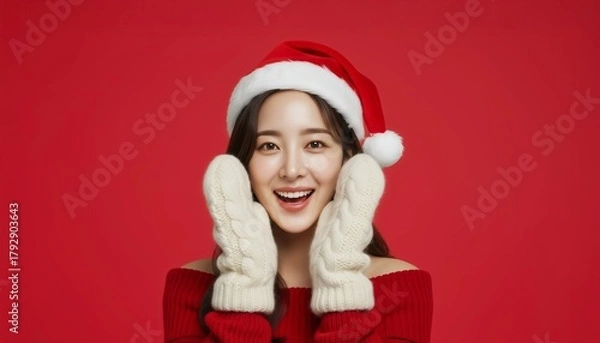 Fototapeta the joy of a Christmas present
