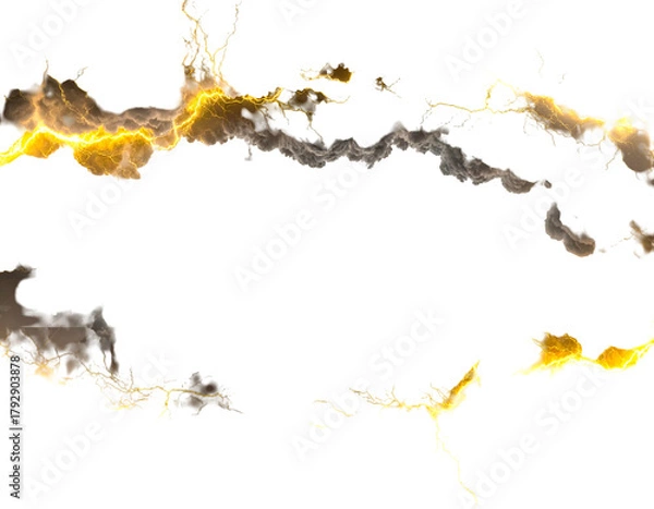 Fototapeta Abstract glowing energy trails frame a black void