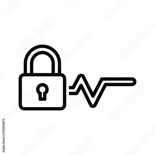 Fototapeta Security lock icon with a heartbeat line
