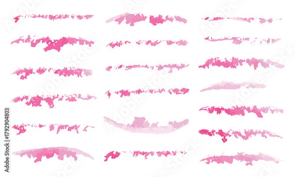 Fototapeta Pink Watercolor Brush Strokes Collection | Soft Pastel Artistic Paint Texture Elements