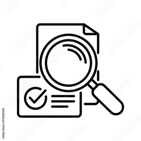 Fototapeta Magnifying glass over document with checkmark