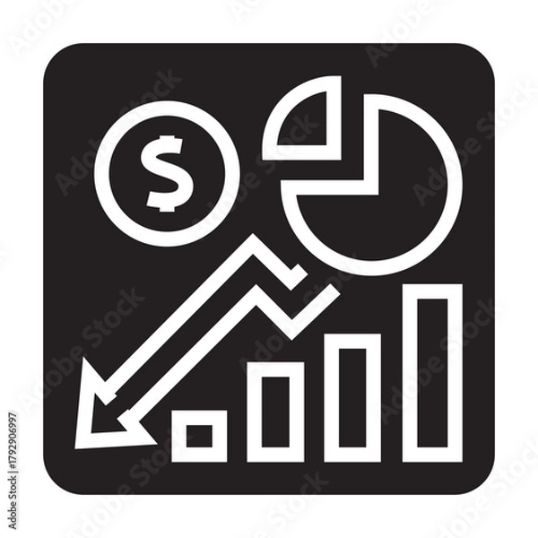 Fototapeta nominal GDP black line icon for digital and print projects.