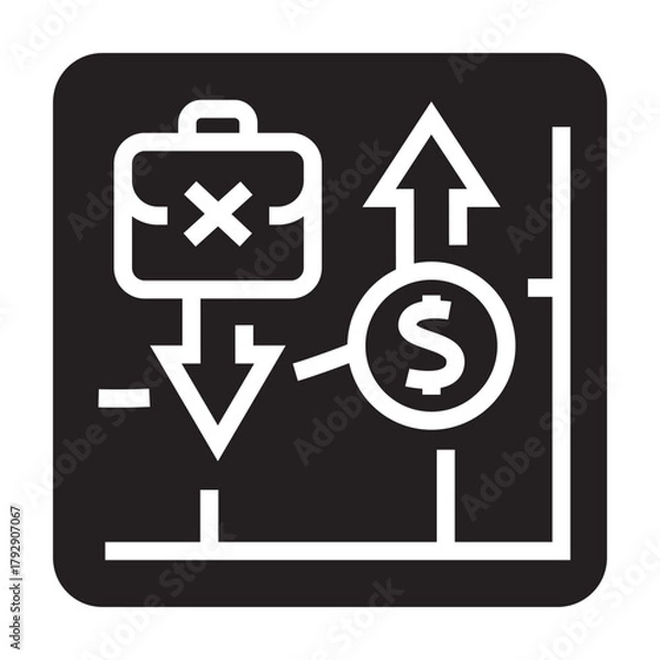 Fototapeta phillips curve black line icon for digital and print projects.