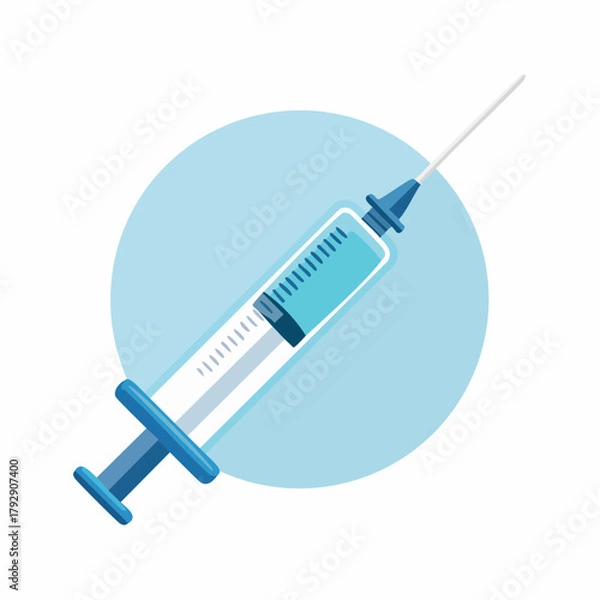 Obraz Syringe Injection Tool Flat Vector Illustration