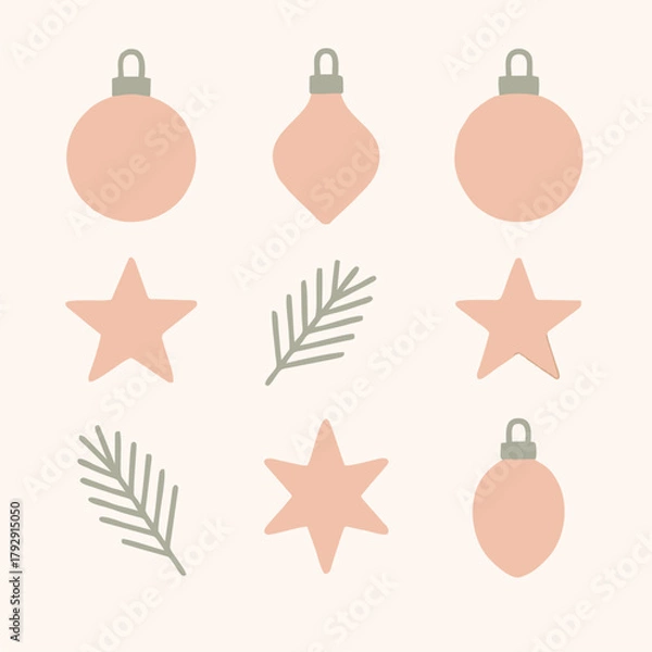 Fototapeta Minimalist Christmas ornament vector set