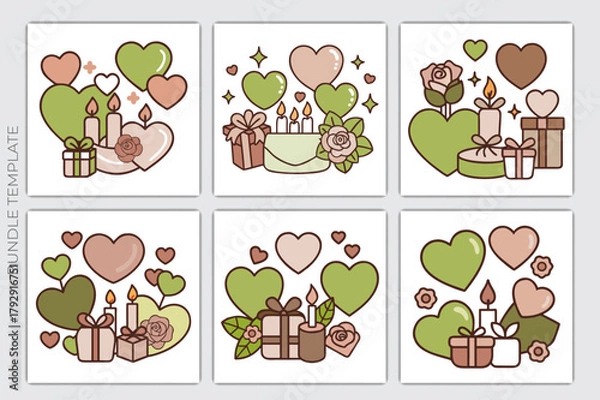 Obraz Romantic Gifts & Candle Icons Bundle
