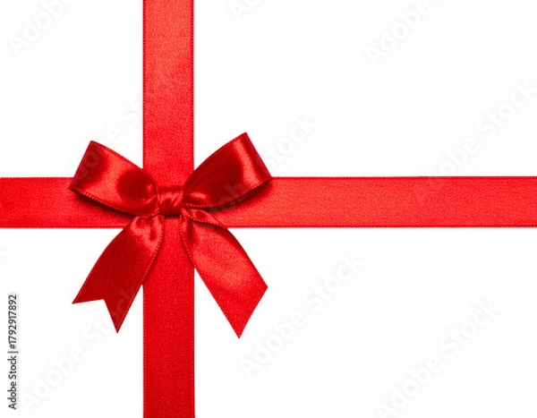 Fototapeta Red satin ribbon tied into a bow against black background