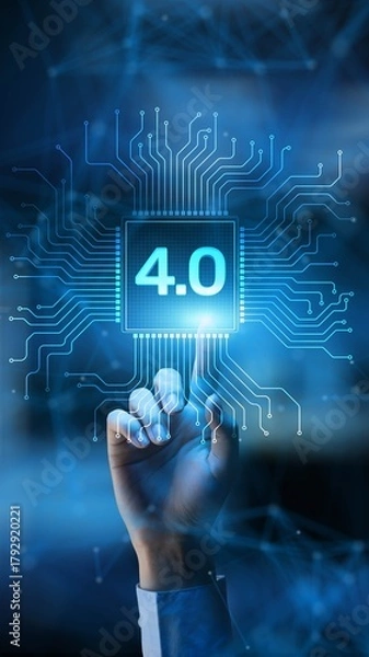 Fototapeta 4.0 Industry, Revolutionizing Manufacturing with Smart Technologies Technology Concept Illustrated on Processor.