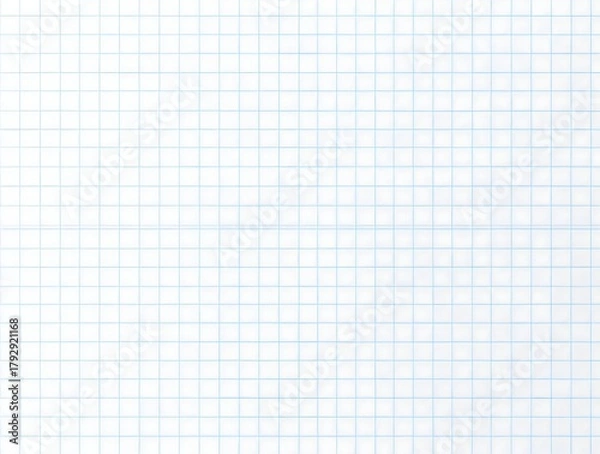 Fototapeta Blank Graph Paper Background with Light Blue Grid – High-Resolution Squared Notebook Texture
