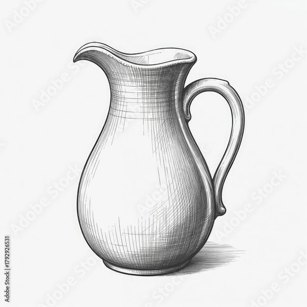 Fototapeta Hand-drawn sketch of a ceramic pitcher.