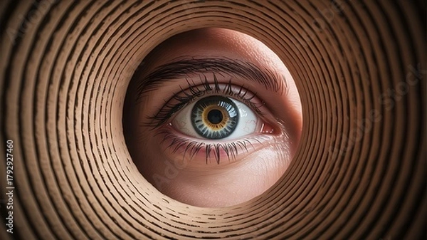 Fototapeta Close-up view of human eye framed by swirling spiral lines photo