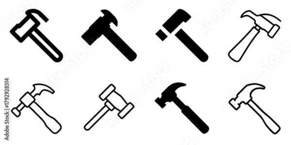Fototapeta hammer icon set. pictogram isolated on white background. Vector illustration.