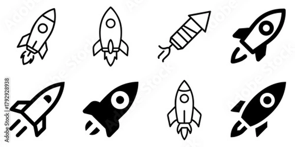 Fototapeta rocket icon set. pictogram isolated on white background. Vector illustration.