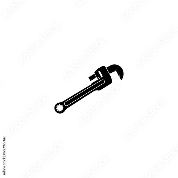 Fototapeta Monochromatic silhouette illustration of an adjustable pipe wrench tool 