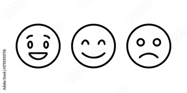 Obraz Emoticons set. Emoji faces collection. Emojis flat style. Happy and sad emoji. Line smiley face - stock vector.icon
